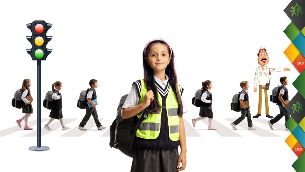 An accompanying adult is always safer if kids still need to learn about rules for crossing the road safely.